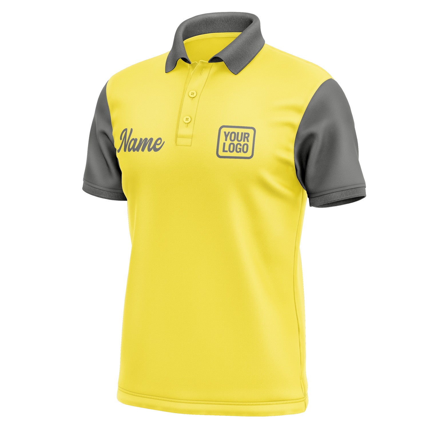Custom Light Yellow Dark Grey Short-Sleeve Polo Shirt PO262020B120
