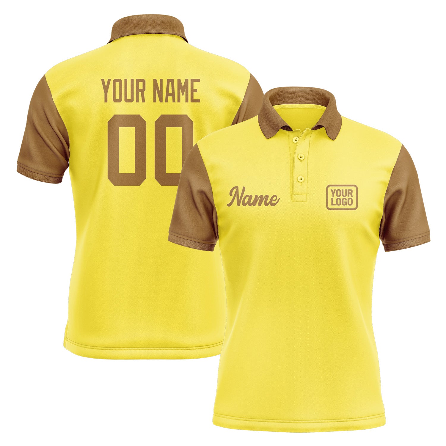 Custom Light Yellow Khaki Short-Sleeve Polo Shirt PO262222B122
