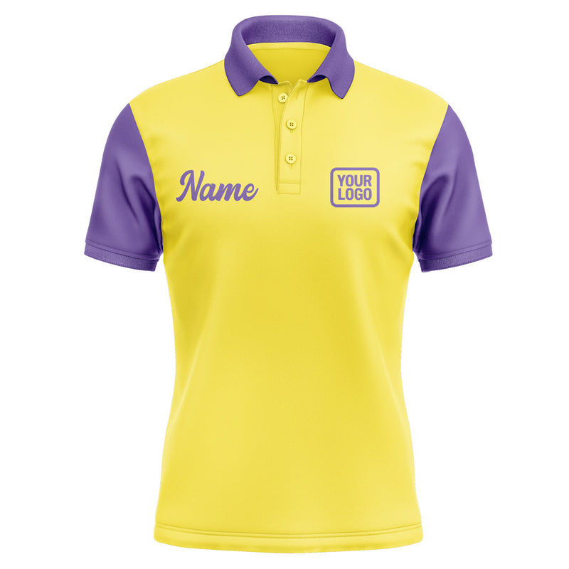 Custom Light Yellow Light Purple Short-Sleeve Polo Shirt PO262323B123
