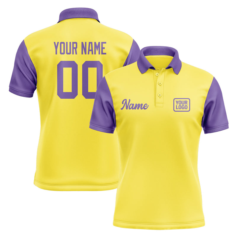 Custom Light Yellow Light Purple Short-Sleeve Polo Shirt PO262323B123