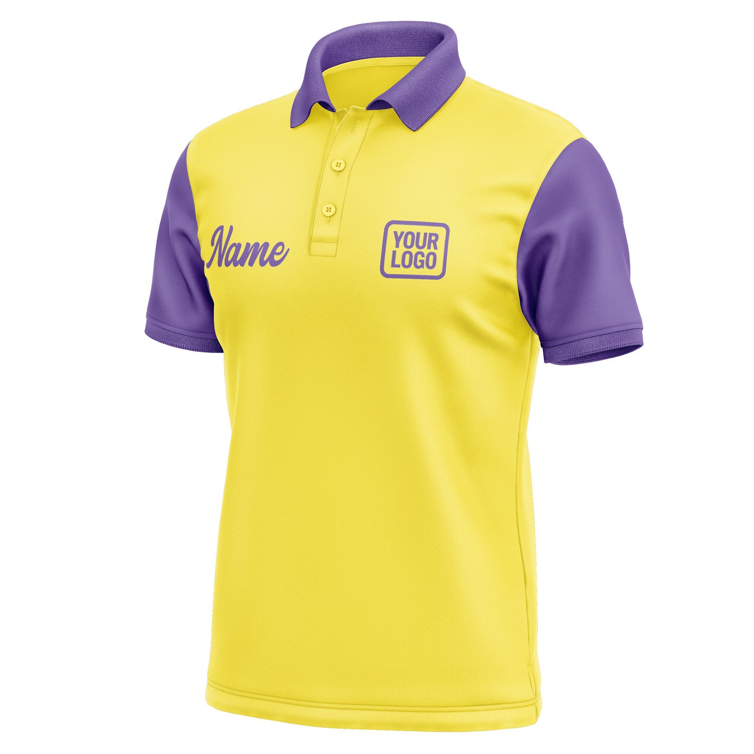 Custom Light Yellow Light Purple Short-Sleeve Polo Shirt PO262323B123