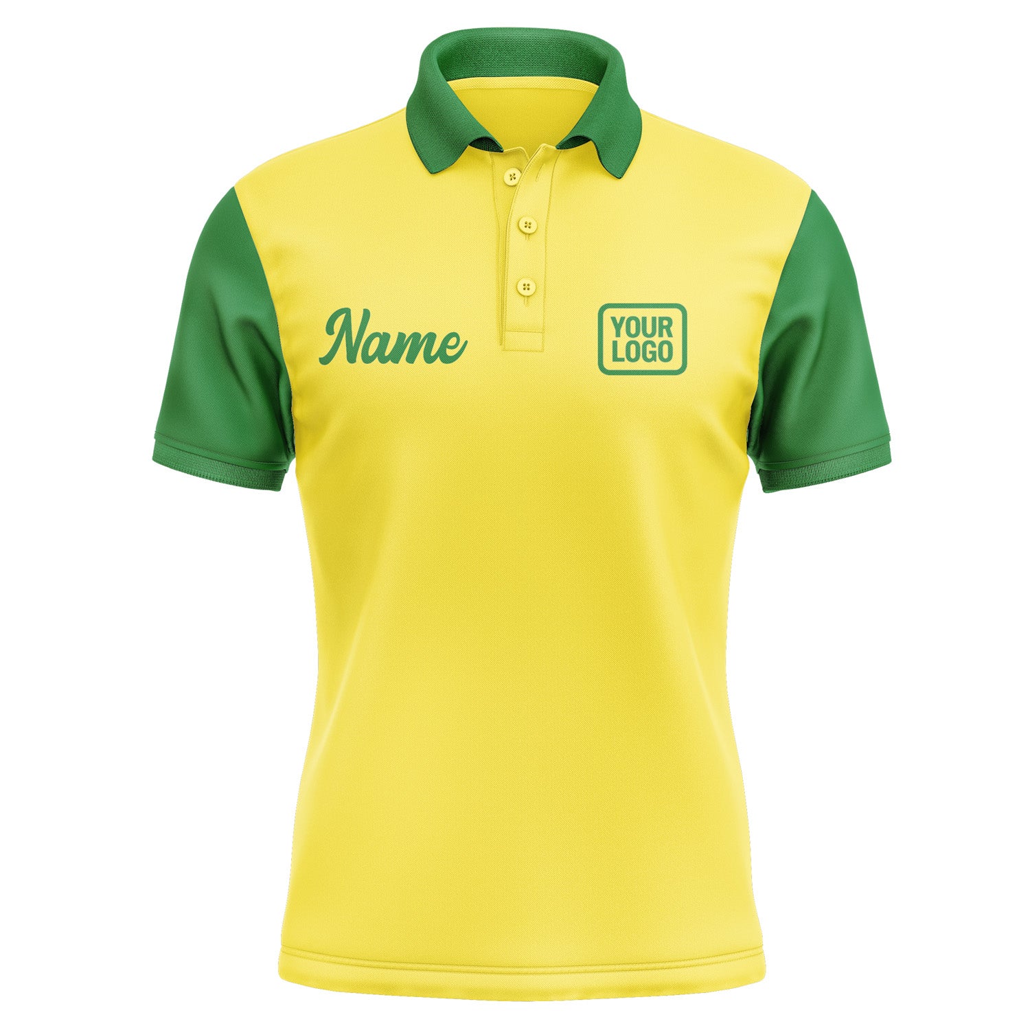 Custom Light Yellow Emerald Green Short-Sleeve Polo Shirt PO262424B124