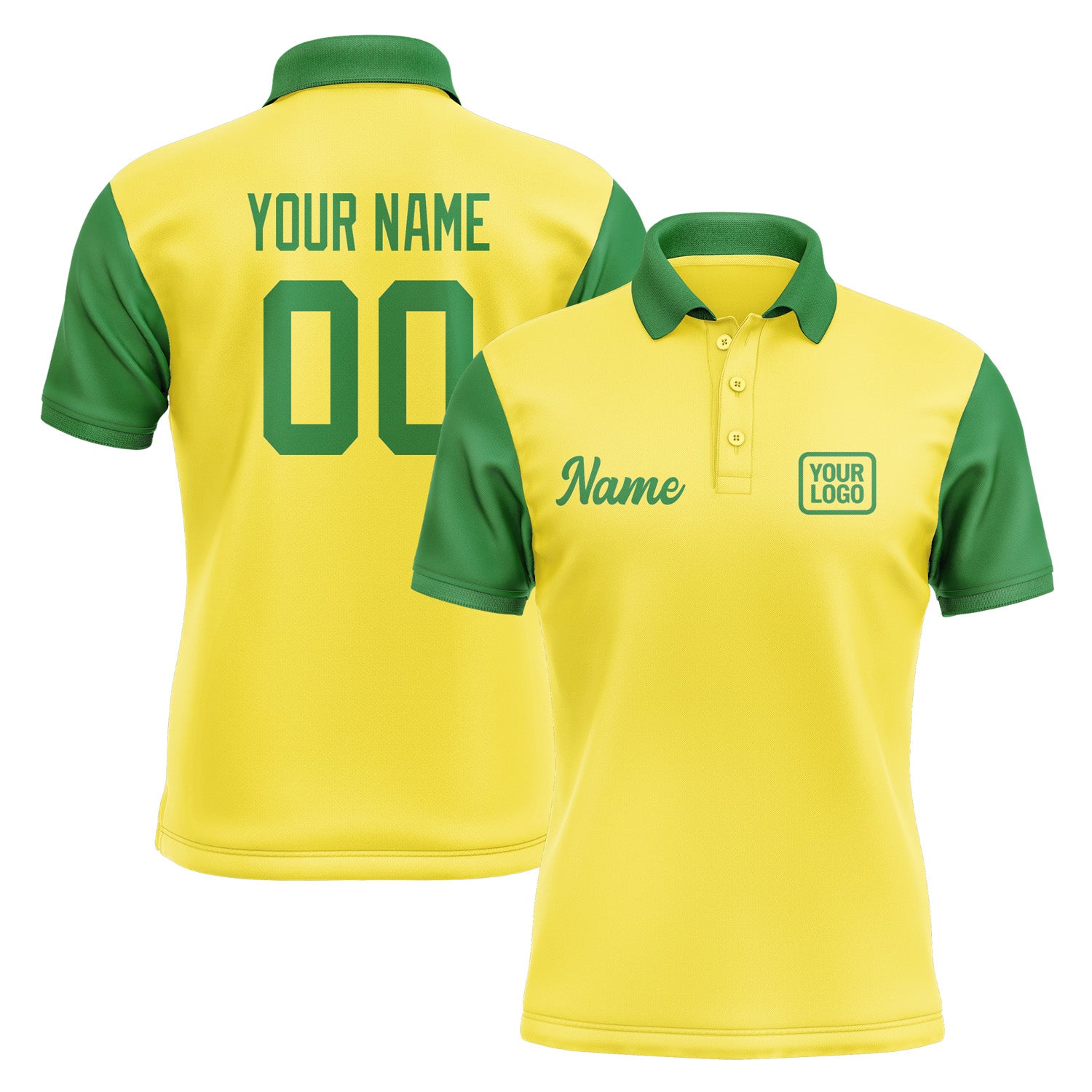 Custom Light Yellow Emerald Green Short-Sleeve Polo Shirt PO262424B124
