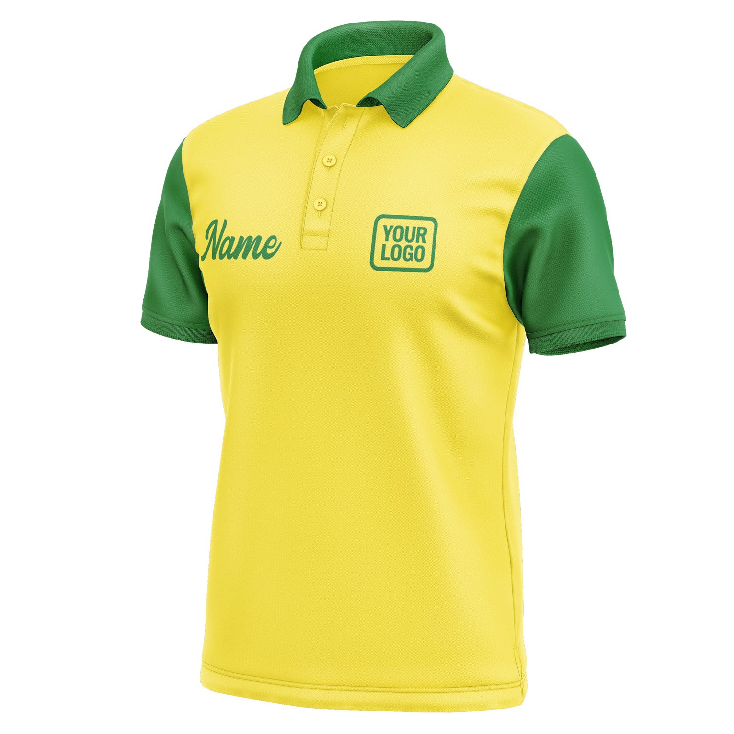 Custom Light Yellow Emerald Green Short-Sleeve Polo Shirt PO262424B124