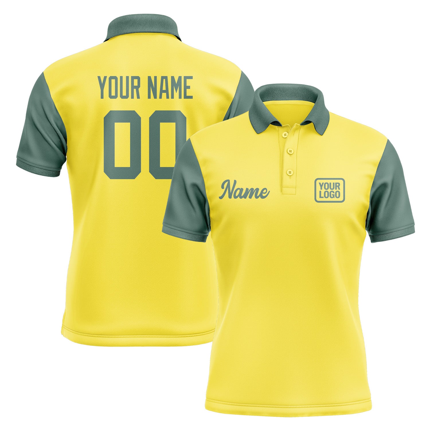 Custom Light Yellow Blue Green Short-Sleeve Polo Shirt PO262727B127