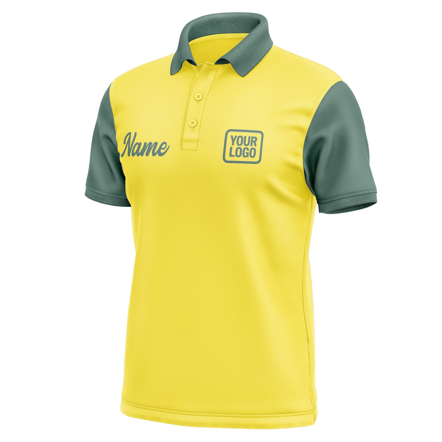Custom Light Yellow Blue Green Short-Sleeve Polo Shirt PO262727B127