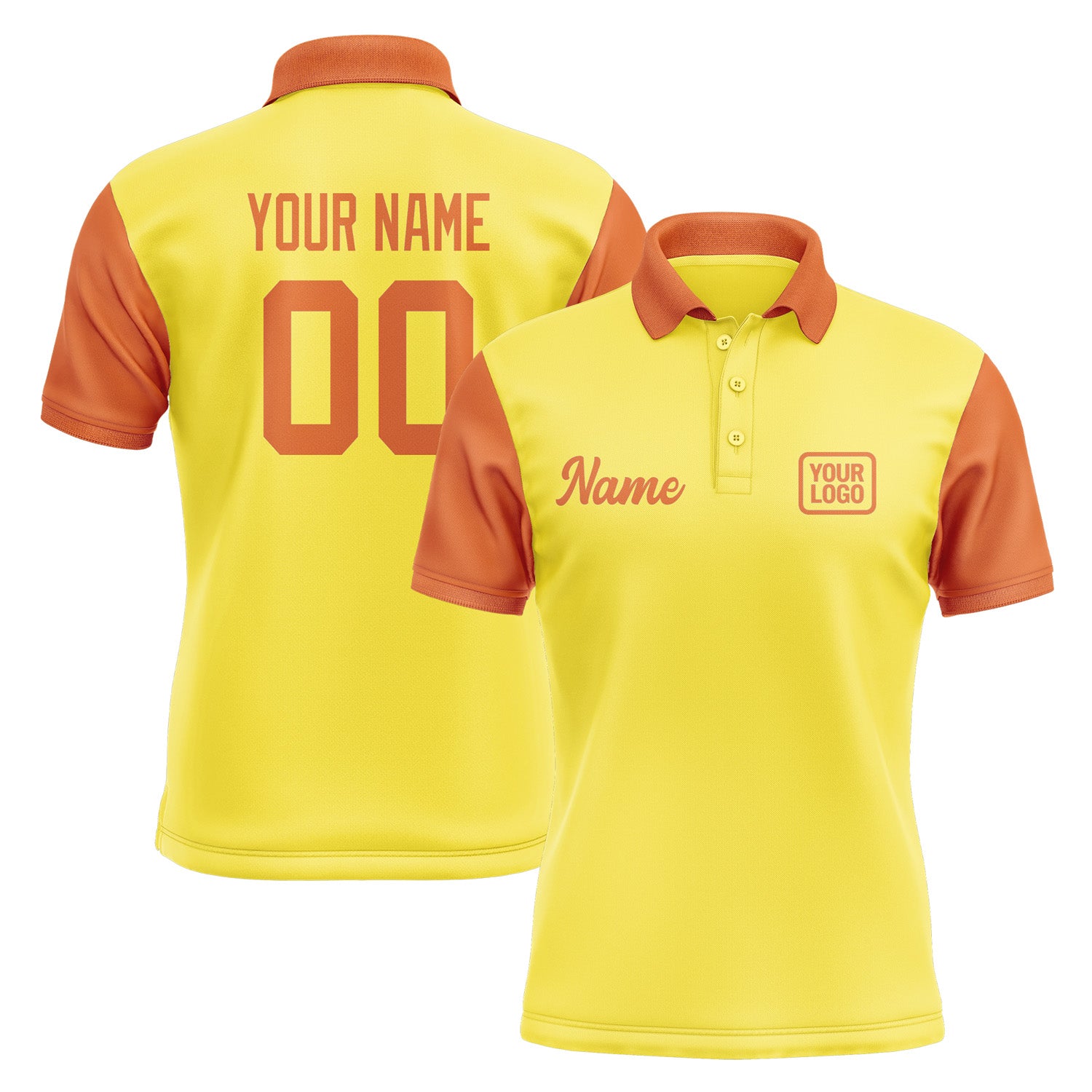 Custom Light Yellow Orange Short-Sleeve Polo Shirt PO262828B128