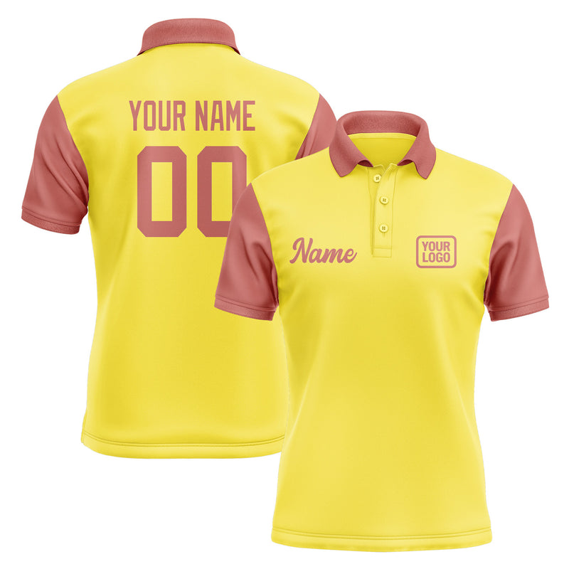 Custom Light Yellow Copper Rose Short-Sleeve Polo Shirt PO262929B129