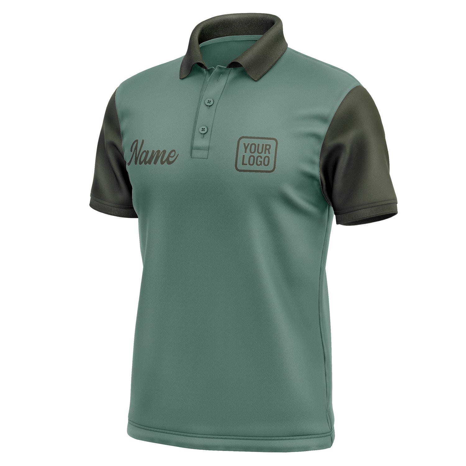 Custom Blue Green Olive Short-Sleeve Polo Shirt PO270202B102