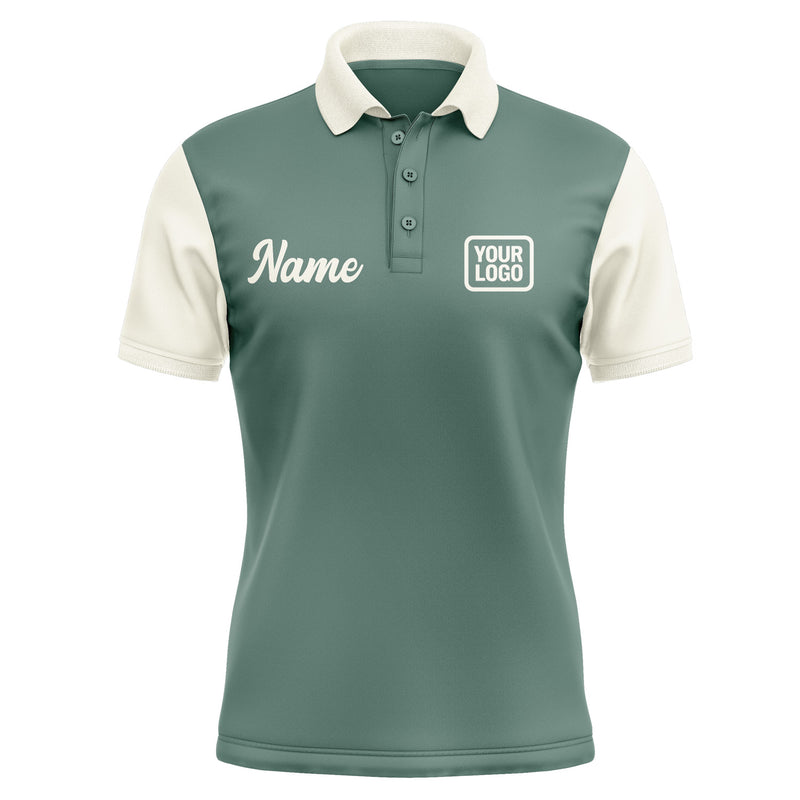 Custom Blue Green Cream Short-Sleeve Polo Shirt PO270303B103