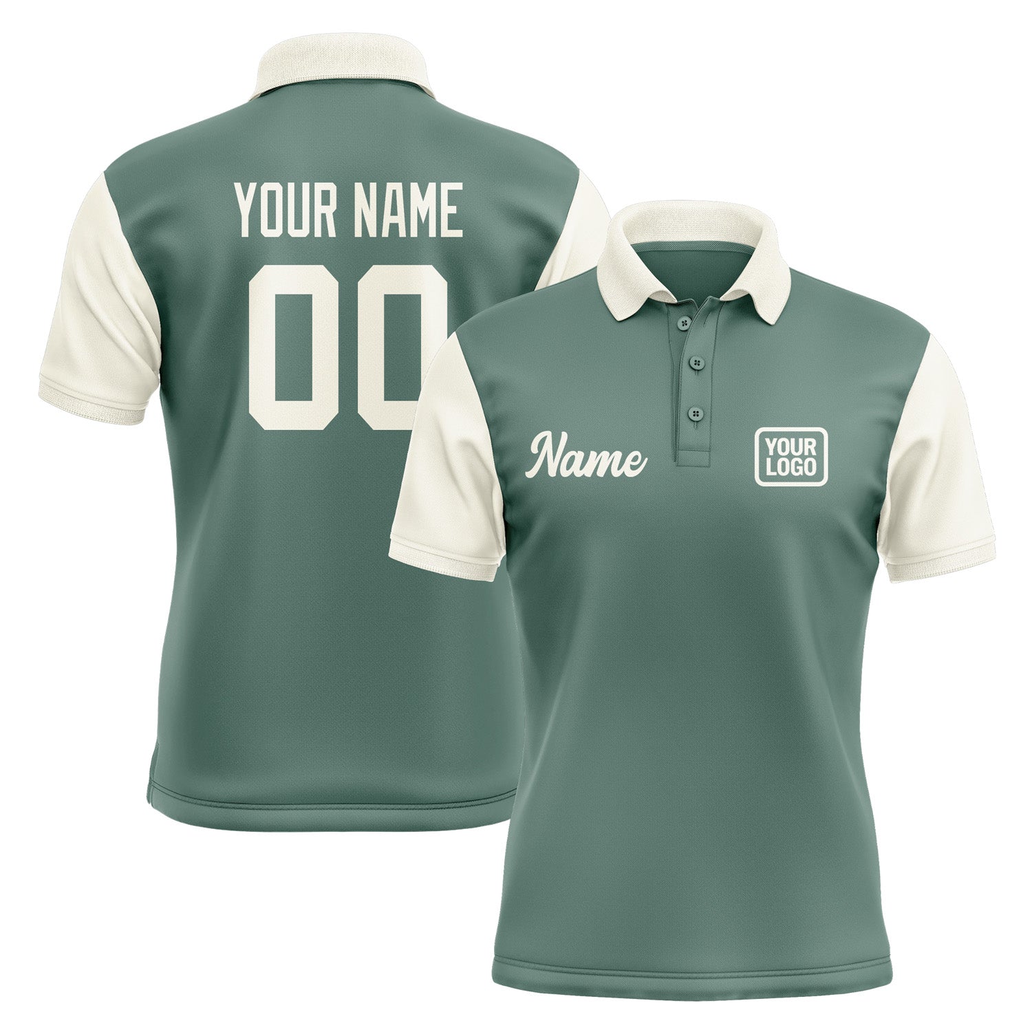 Custom Blue Green Cream Short-Sleeve Polo Shirt PO270303B103