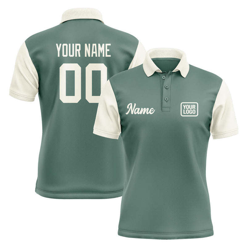 Custom Blue Green Cream Short-Sleeve Polo Shirt PO270303B103