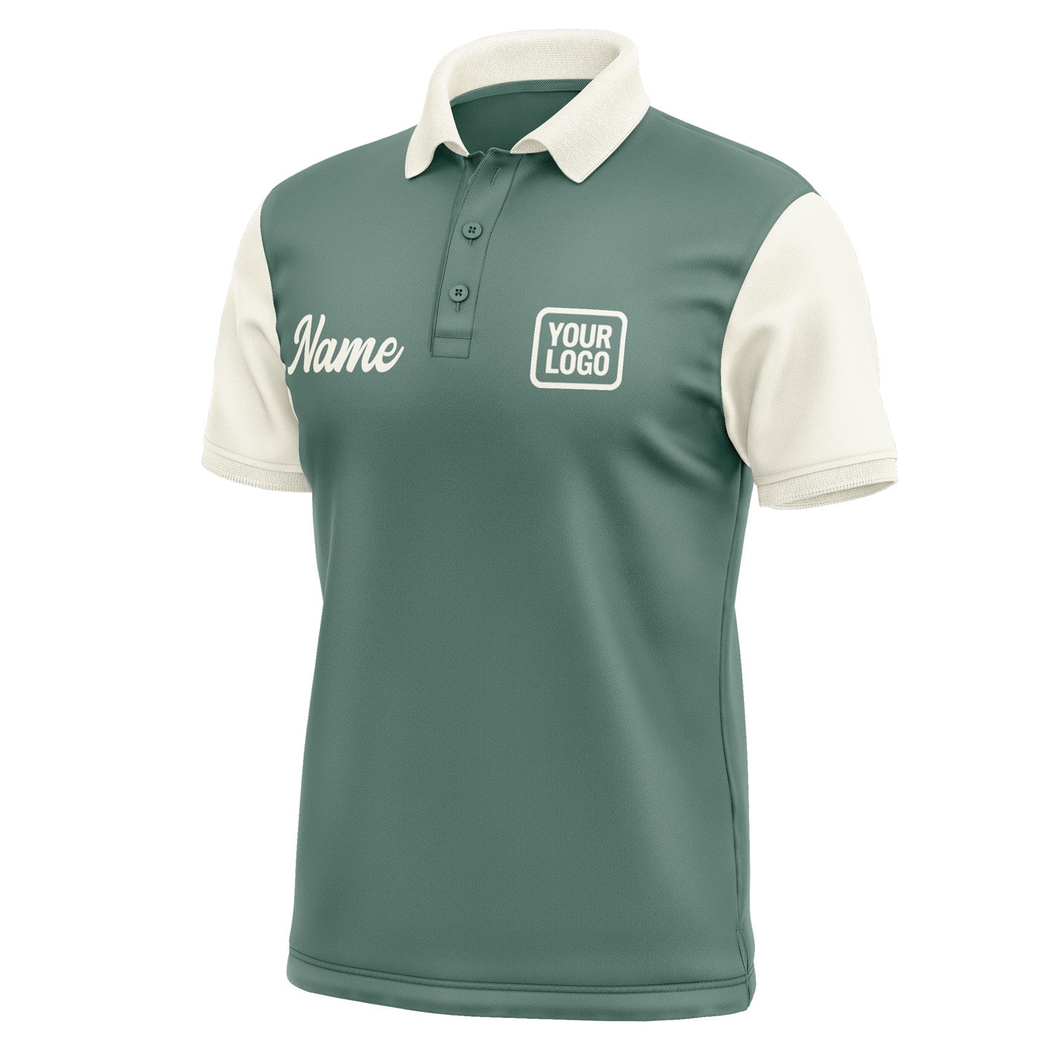 Custom Blue Green Cream Short-Sleeve Polo Shirt PO270303B103