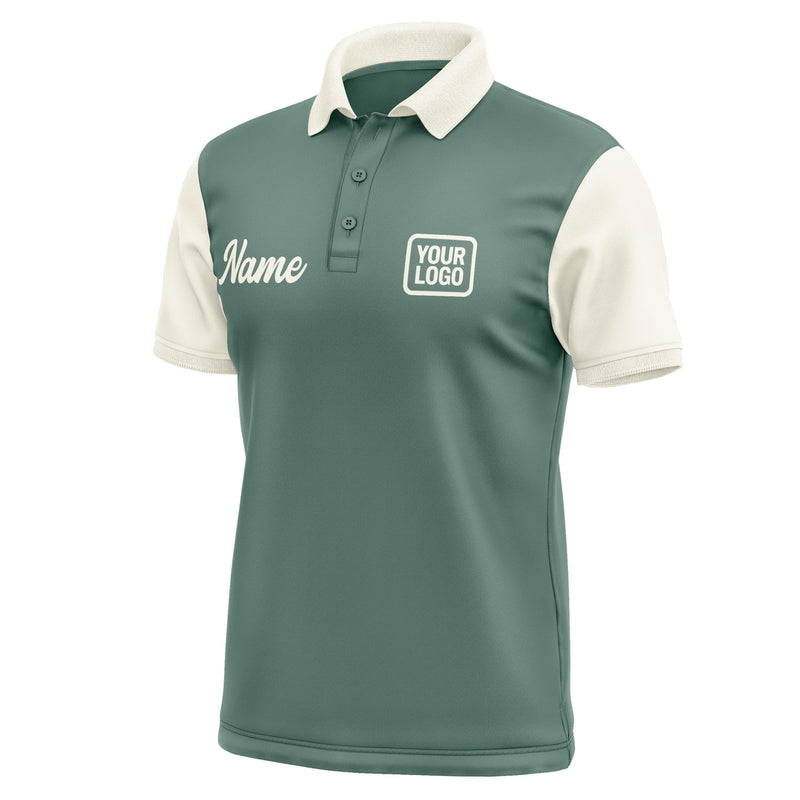 Custom Blue Green Cream Short-Sleeve Polo Shirt PO270303B103