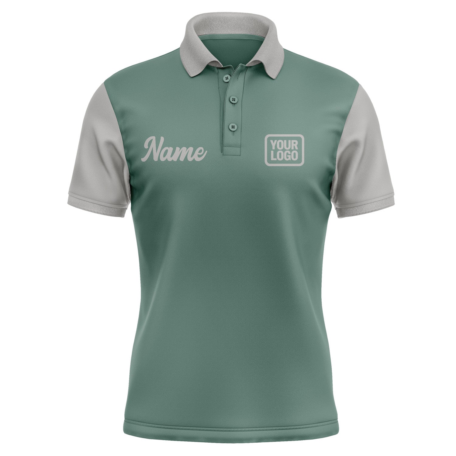Custom Blue Green Gray Short-Sleeve Polo Shirt PO270404B104