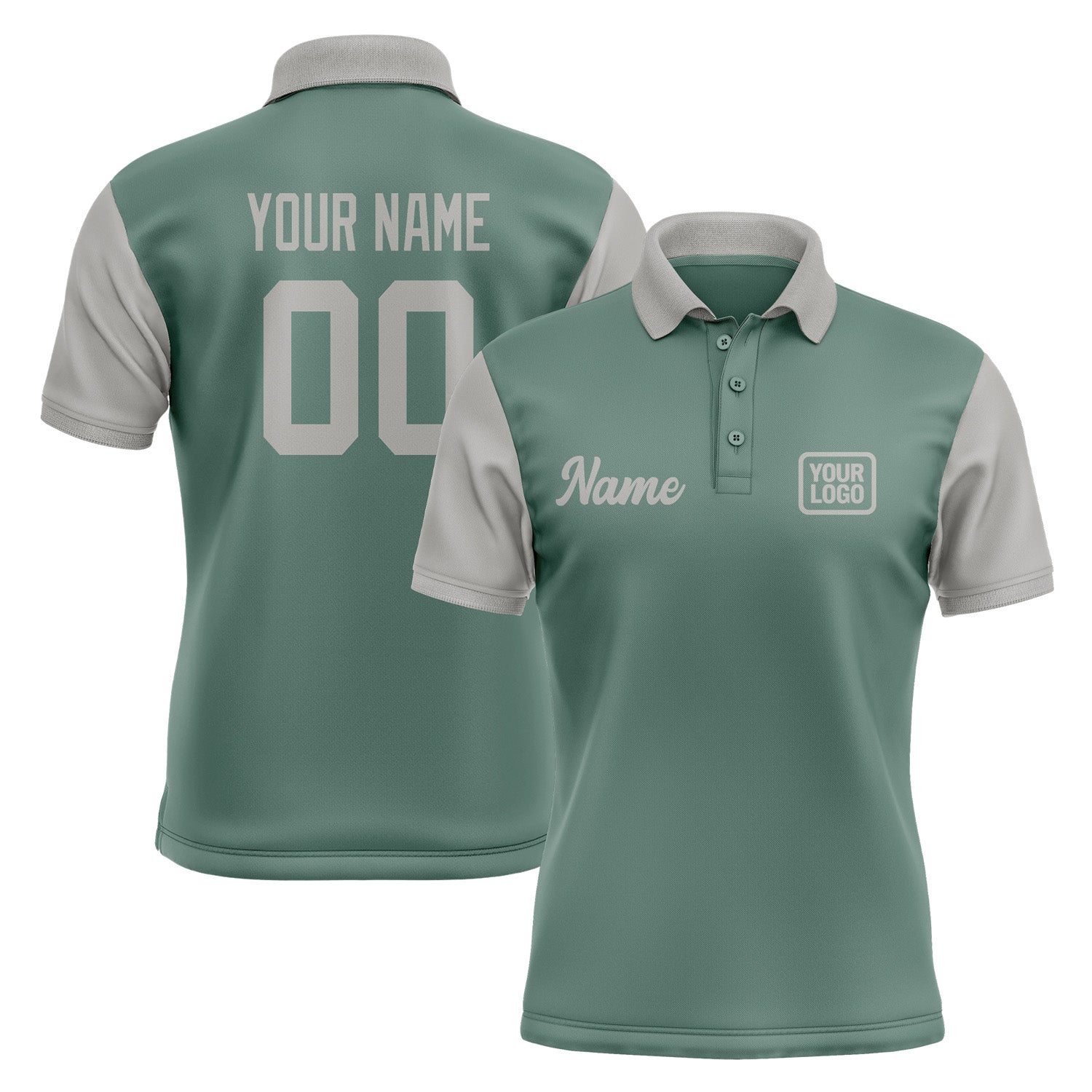 Custom Blue Green Gray Short-Sleeve Polo Shirt PO270404B104