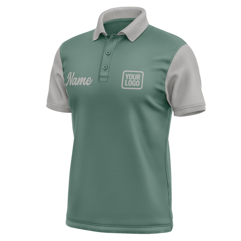 Custom Blue Green Gray Short-Sleeve Polo Shirt PO270404B104