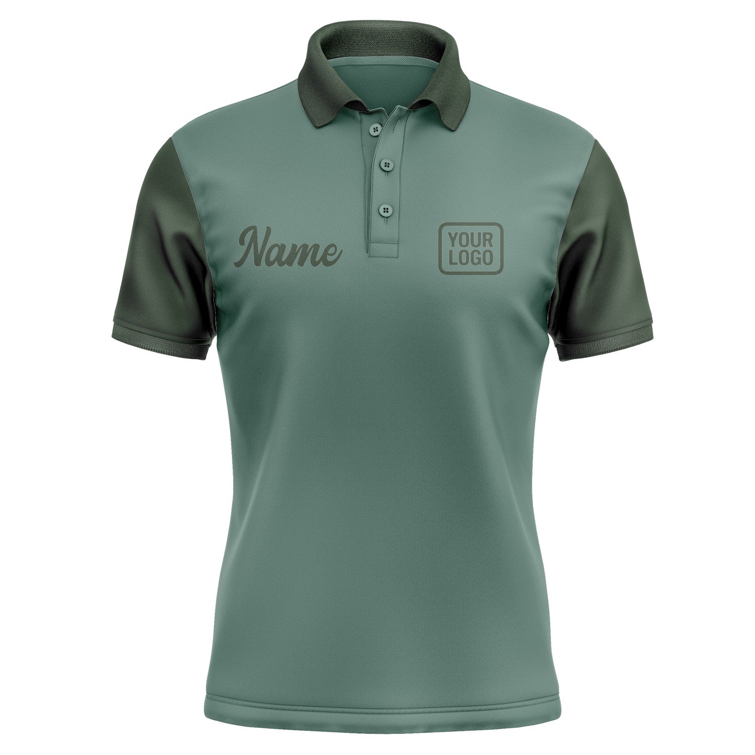 Custom Blue Green Dark Green Short-Sleeve Polo Shirt PO270606B106