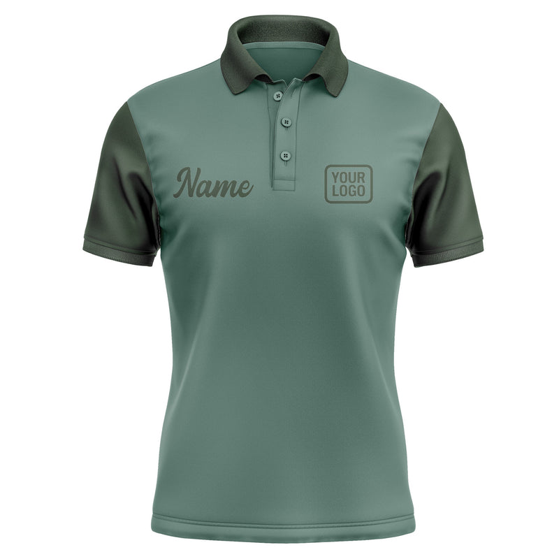 Custom Blue Green Dark Green Short-Sleeve Polo Shirt PO270606B106