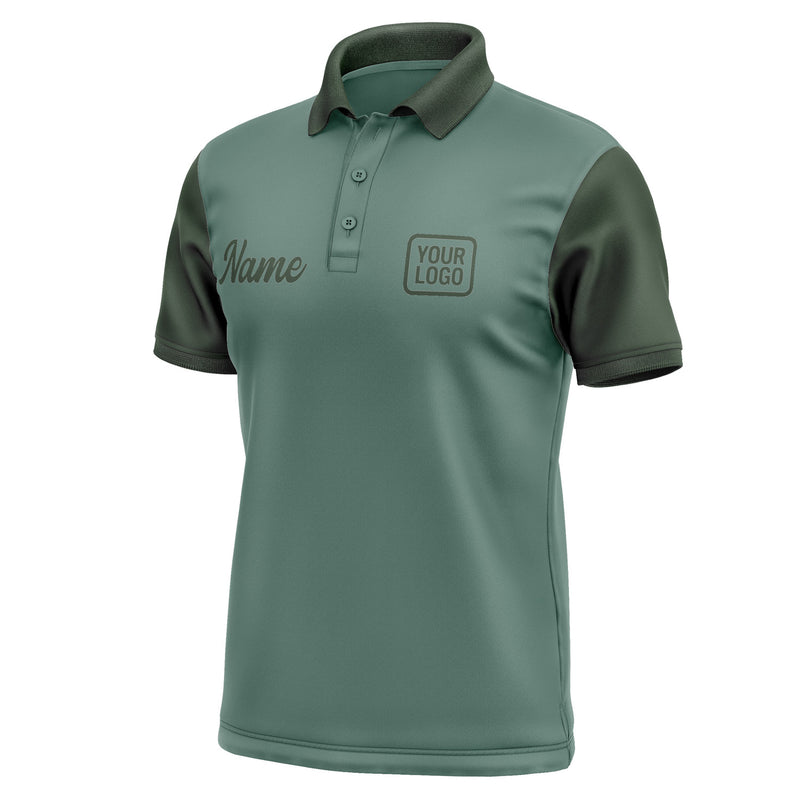 Custom Blue Green Dark Green Short-Sleeve Polo Shirt PO270606B106