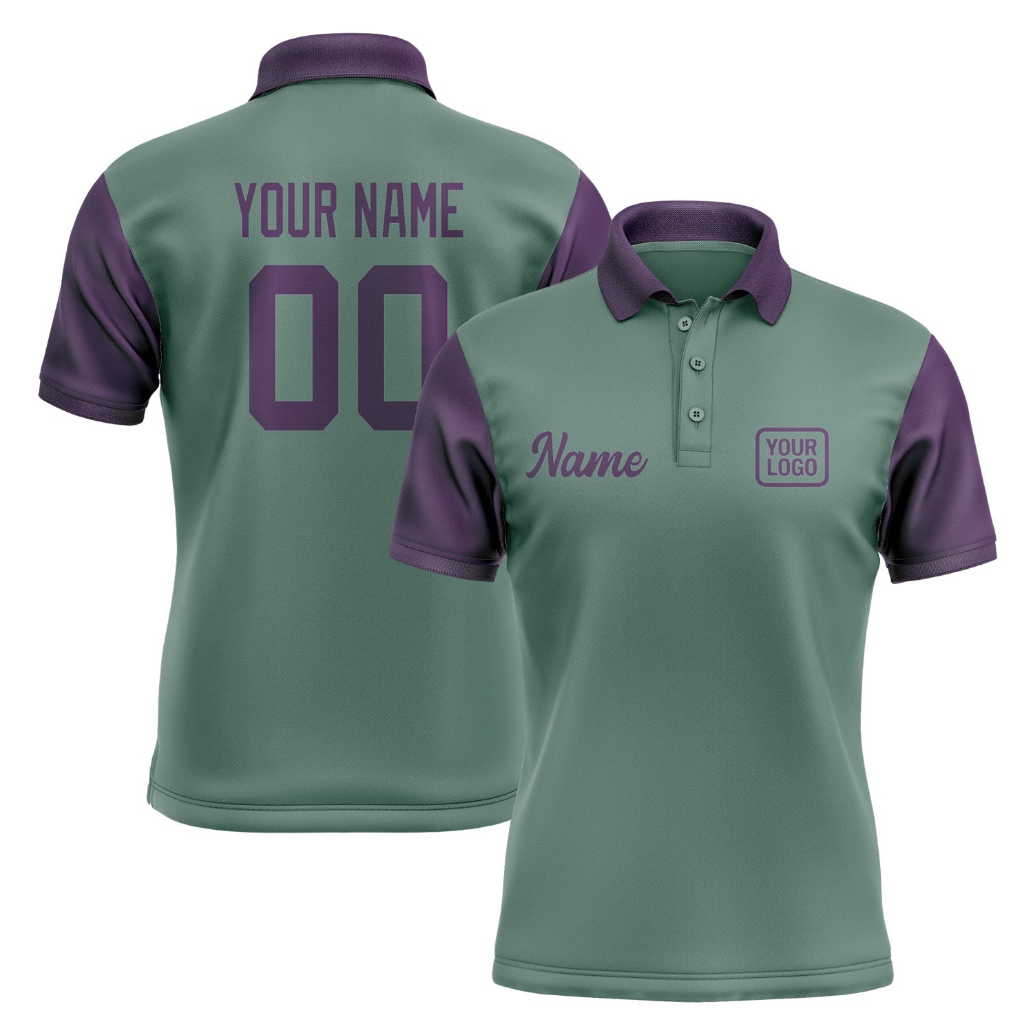 Custom Blue Green Purple Short-Sleeve Polo Shirt PO270707B107