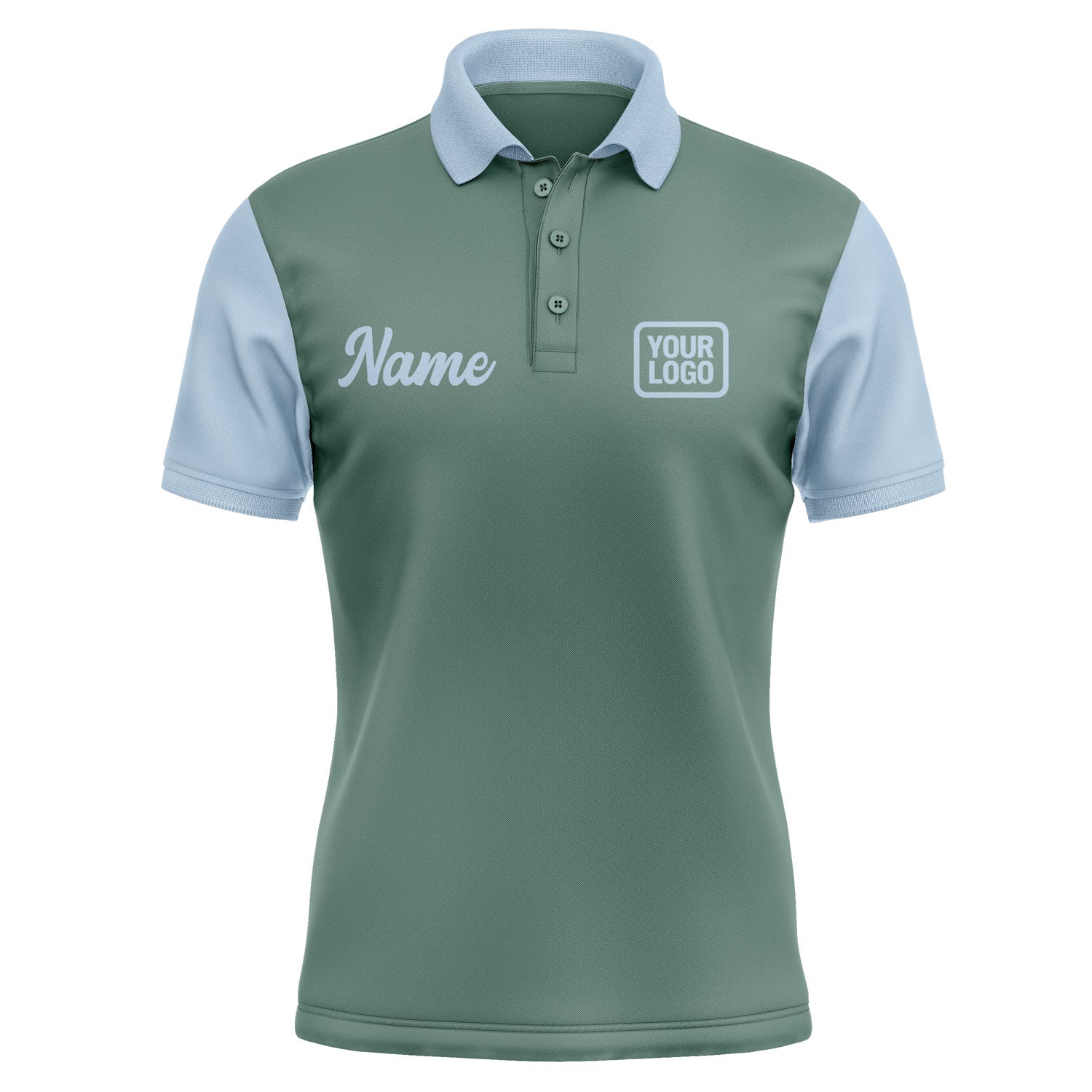 Custom Blue Green Light Blue Short-Sleeve Polo Shirt PO270808B108