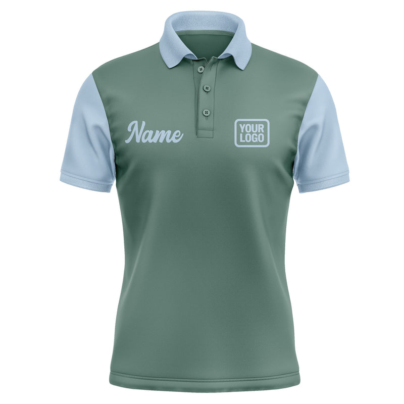 Custom Blue Green Light Blue Short-Sleeve Polo Shirt PO270808B108