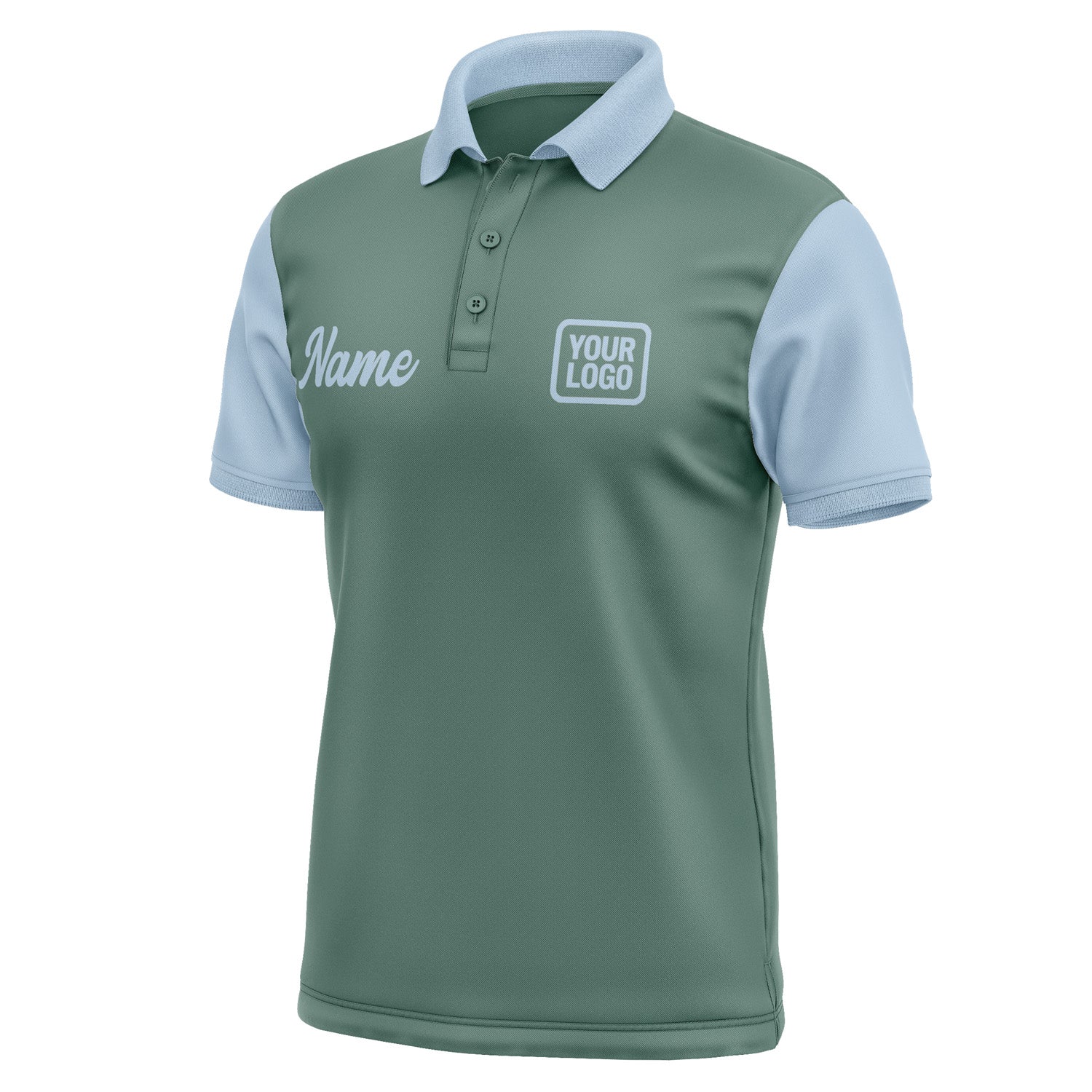 Custom Blue Green Light Blue Short-Sleeve Polo Shirt PO270808B108