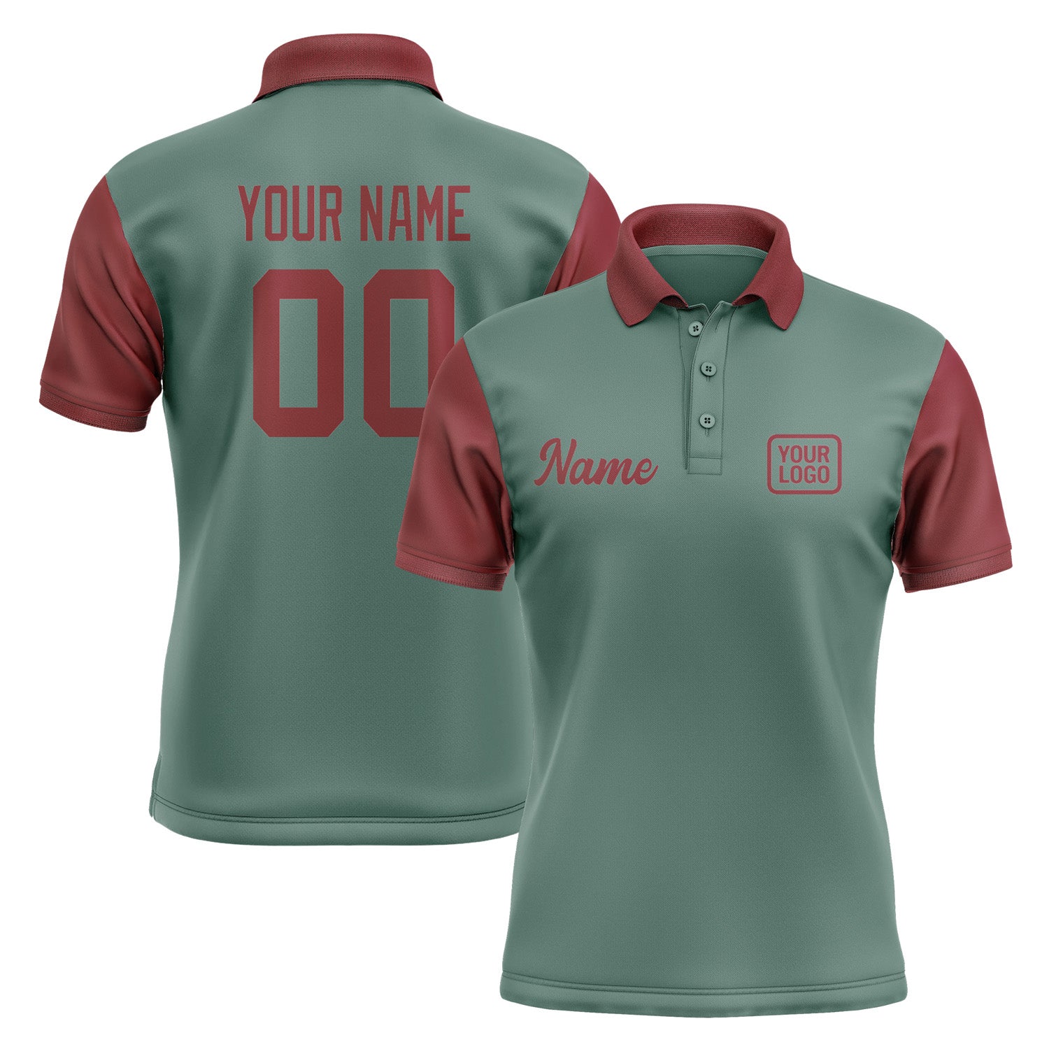 Custom Blue Green Crimson Red Short-Sleeve Polo Shirt PO271515B115