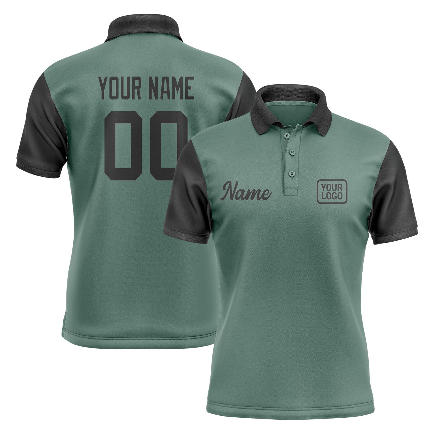 Custom Blue Green Black Short-Sleeve Polo Shirt PO271717B117