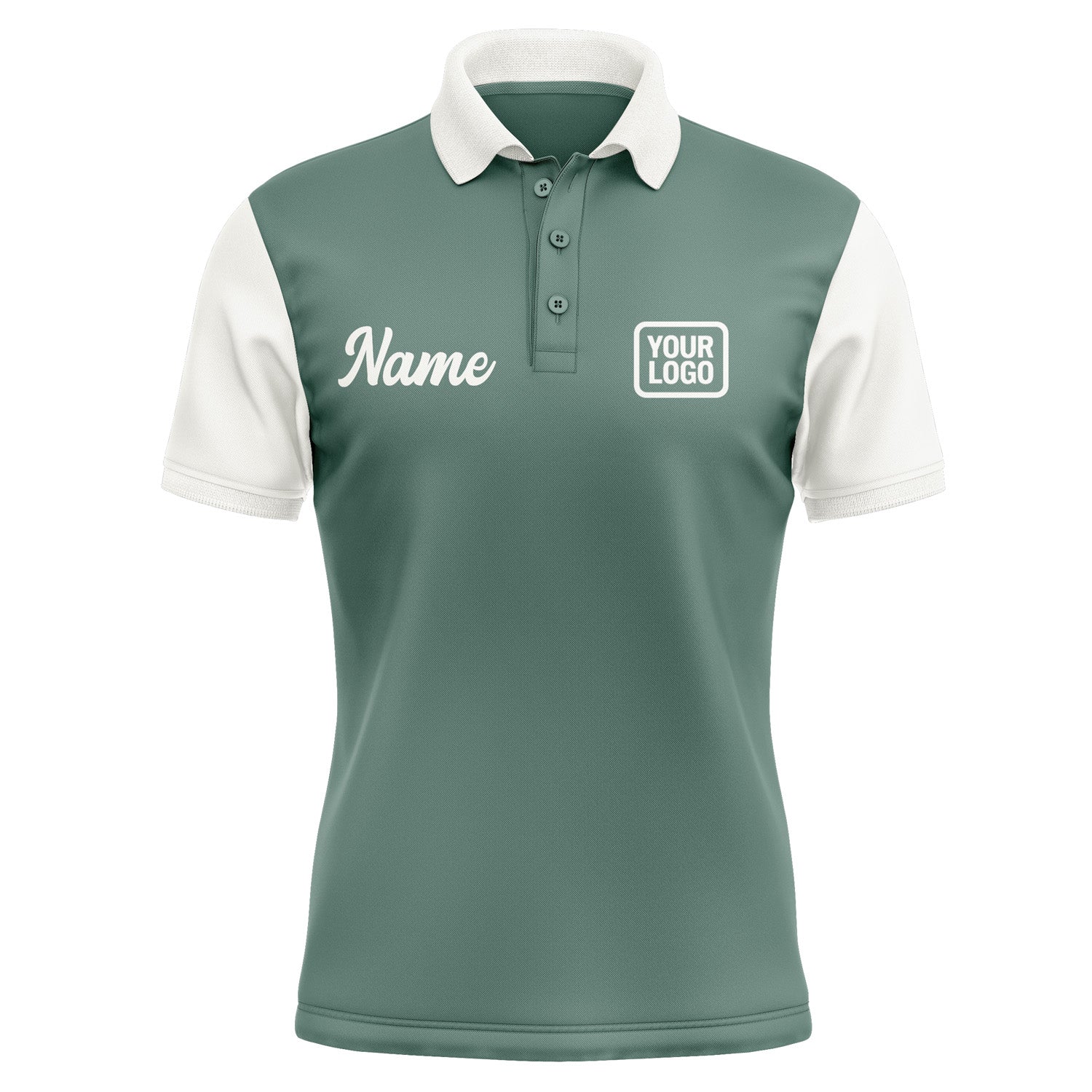 Custom Blue Green White Short-Sleeve Polo Shirt PO271818B118