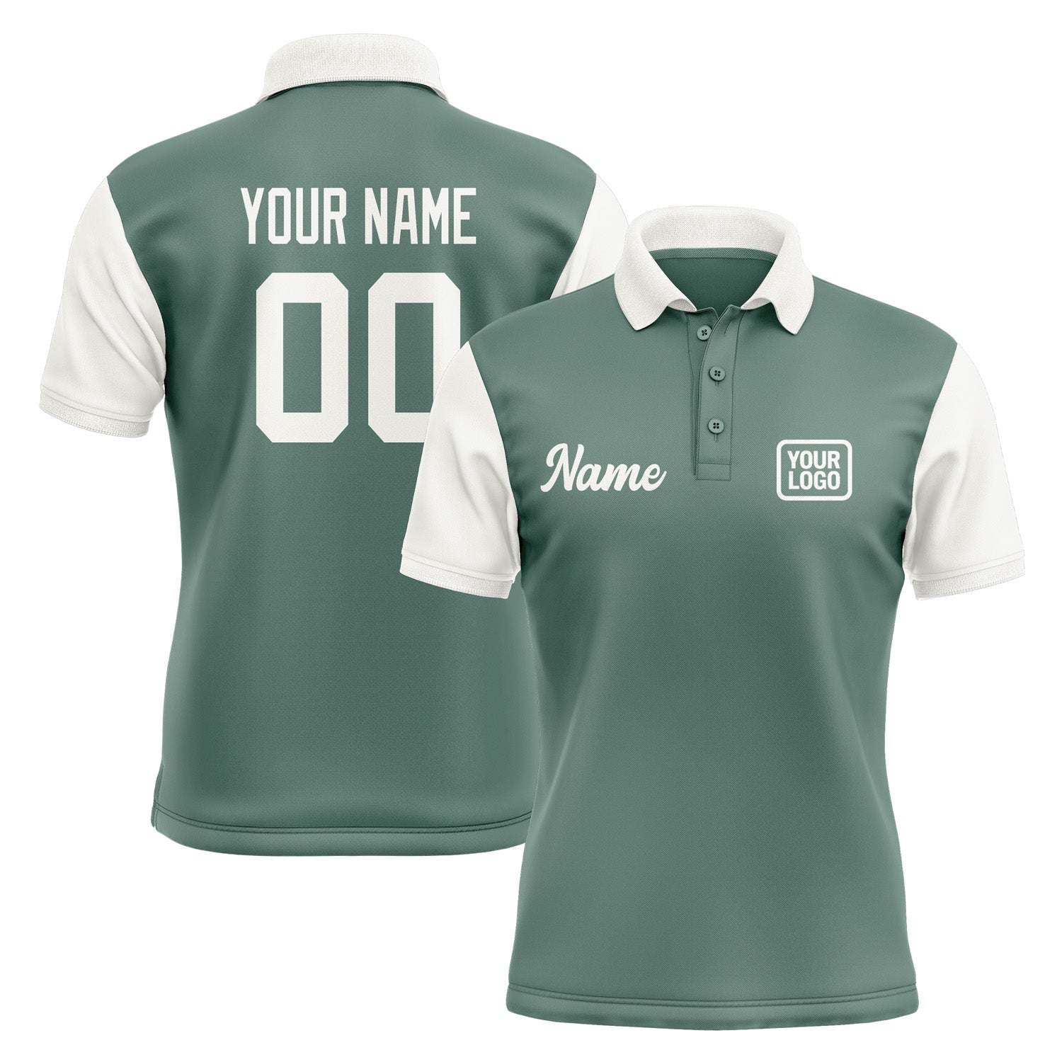 Custom Blue Green White Short-Sleeve Polo Shirt PO271818B118