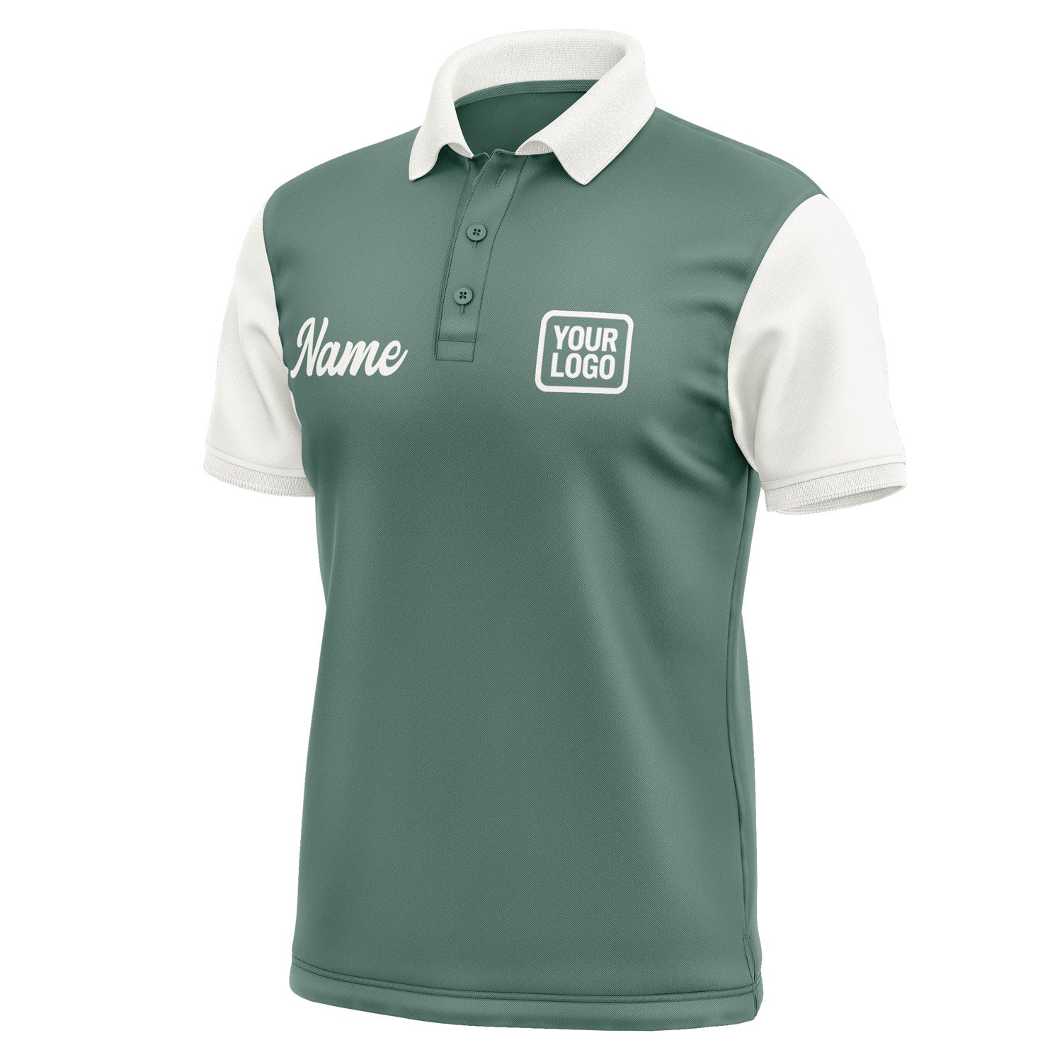Custom Blue Green White Short-Sleeve Polo Shirt PO271818B118