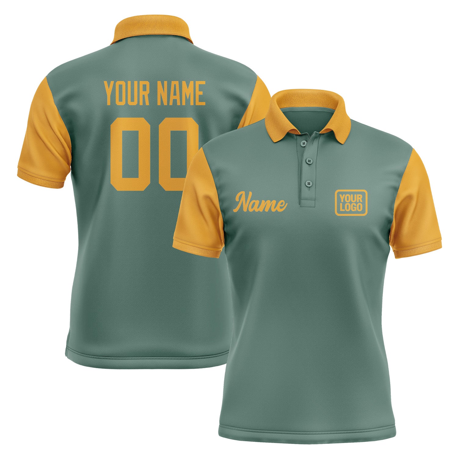 Custom Blue Green Yellow Short-Sleeve Polo Shirt PO271919B119