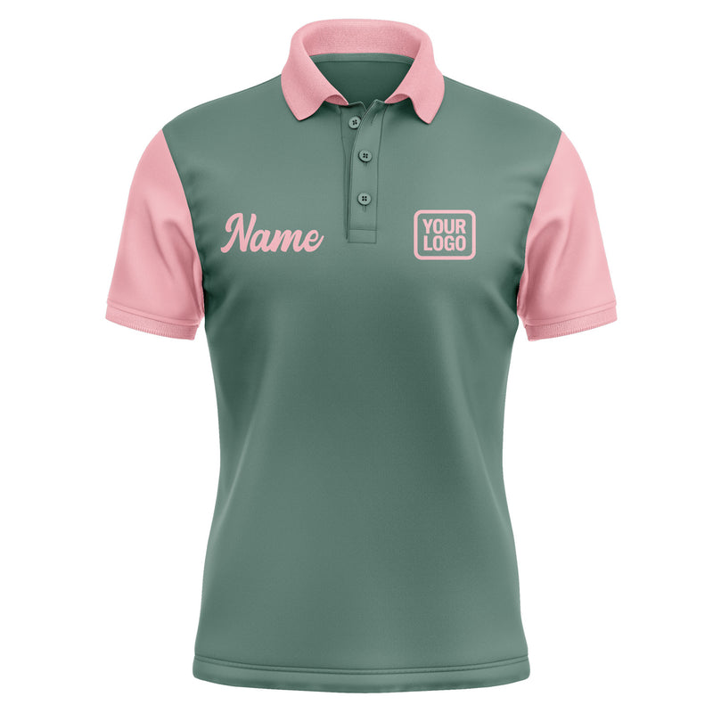 Custom Blue Green Light Pink Short-Sleeve Polo Shirt PO272121B121