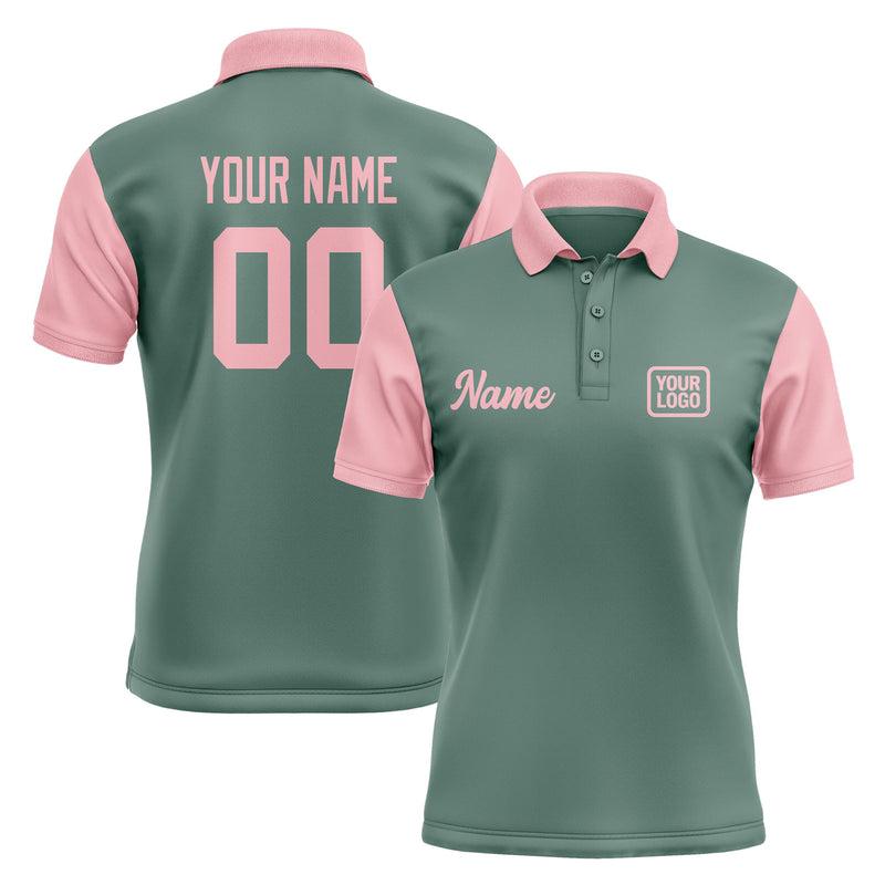 Custom Blue Green Light Pink Short-Sleeve Polo Shirt PO272121B121