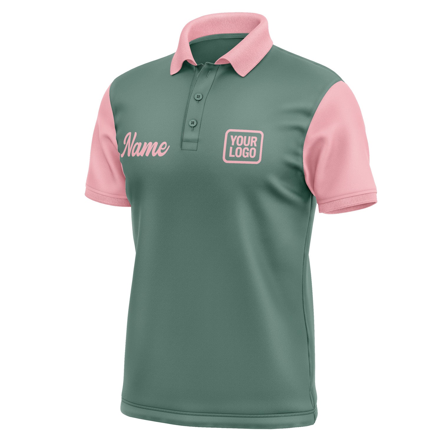 Custom Blue Green Light Pink Short-Sleeve Polo Shirt PO272121B121