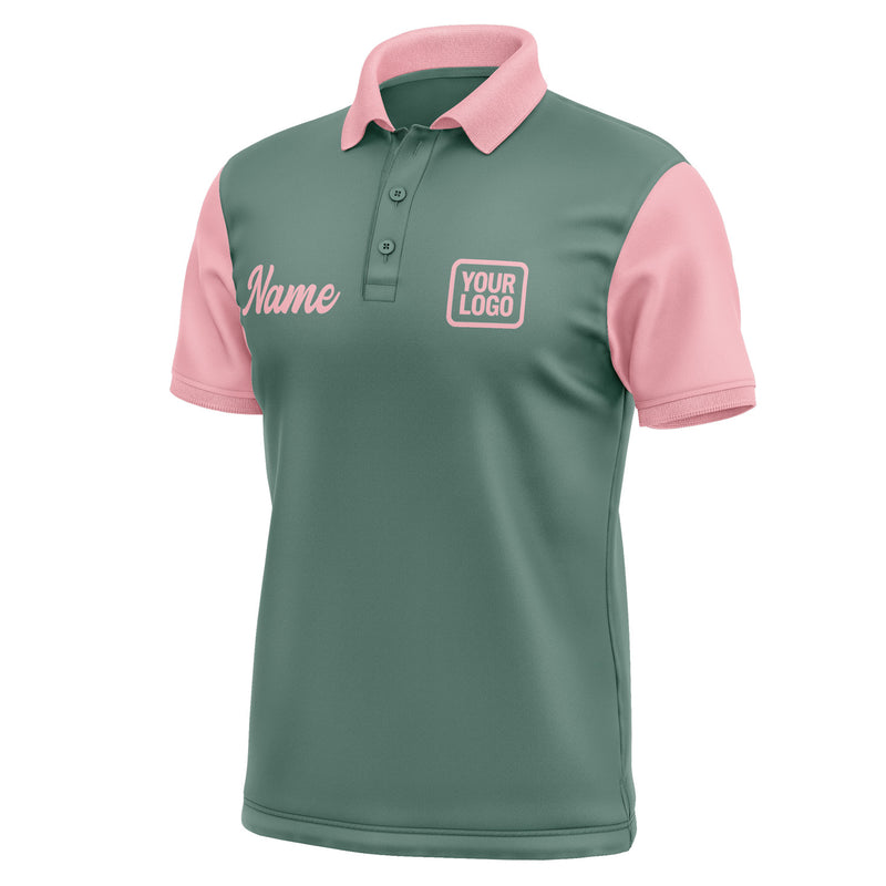 Custom Blue Green Light Pink Short-Sleeve Polo Shirt PO272121B121