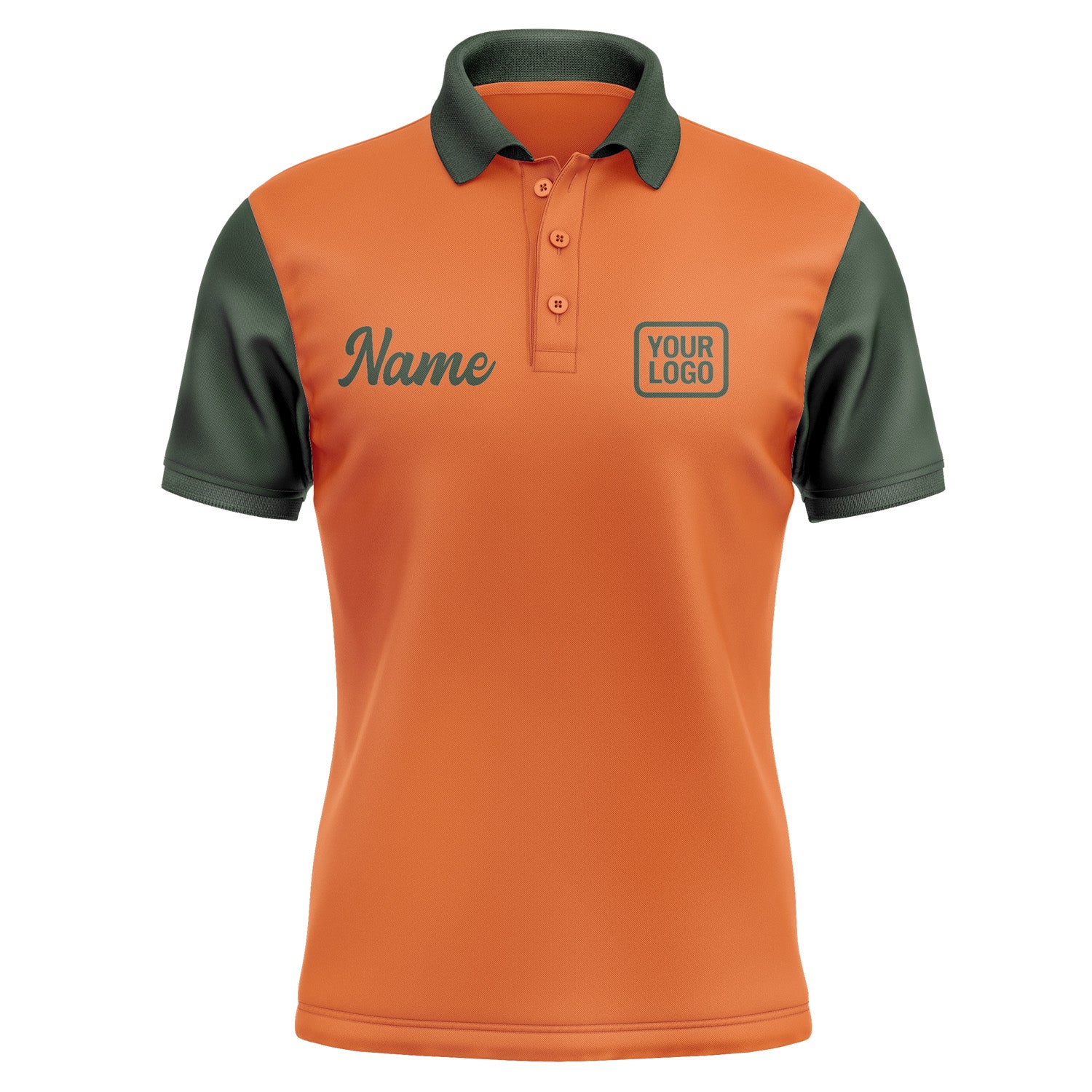 Custom Orange Dark Green Short-Sleeve Polo Shirt PO280606B106