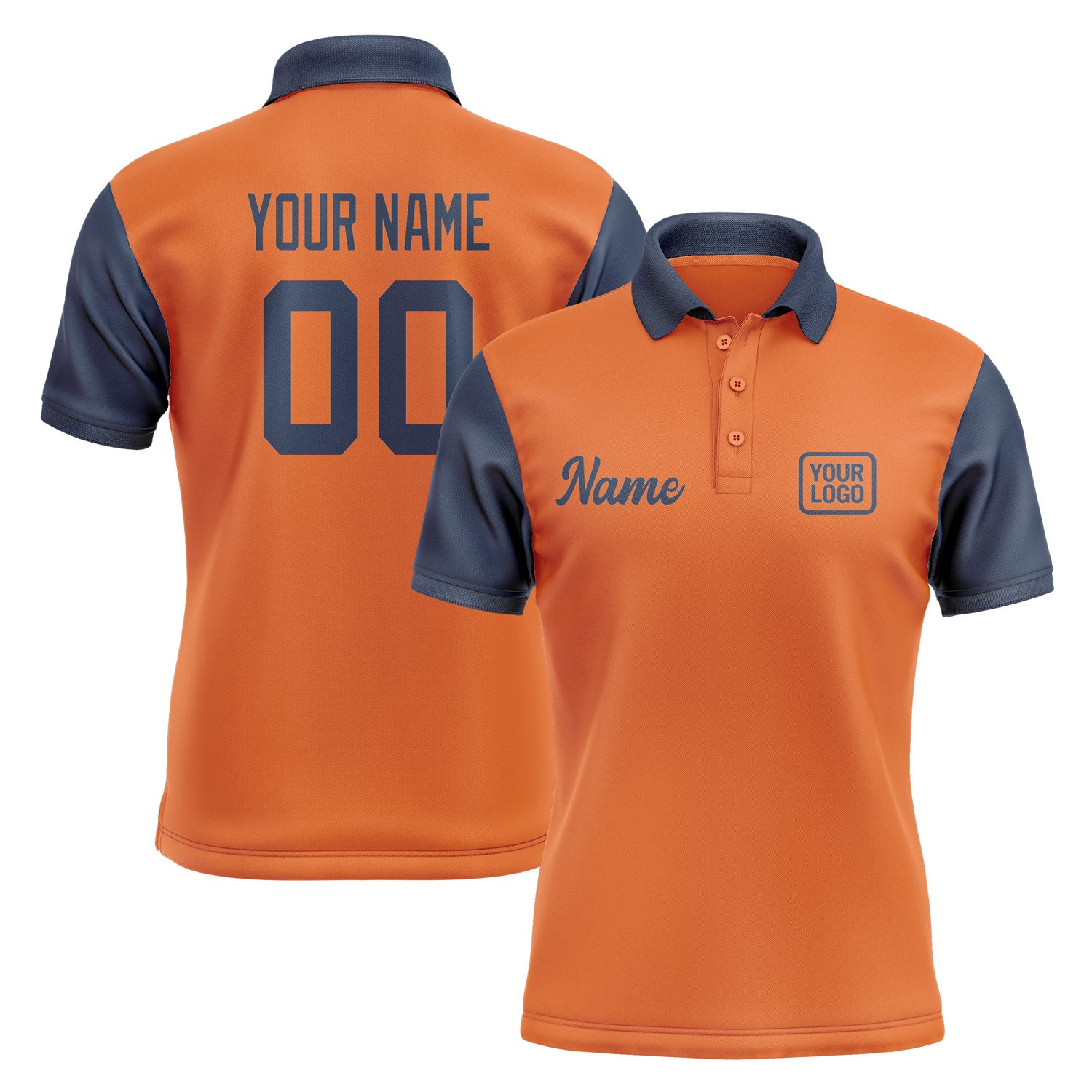 Custom Orange Blue Short-Sleeve Polo Shirt PO281010B110