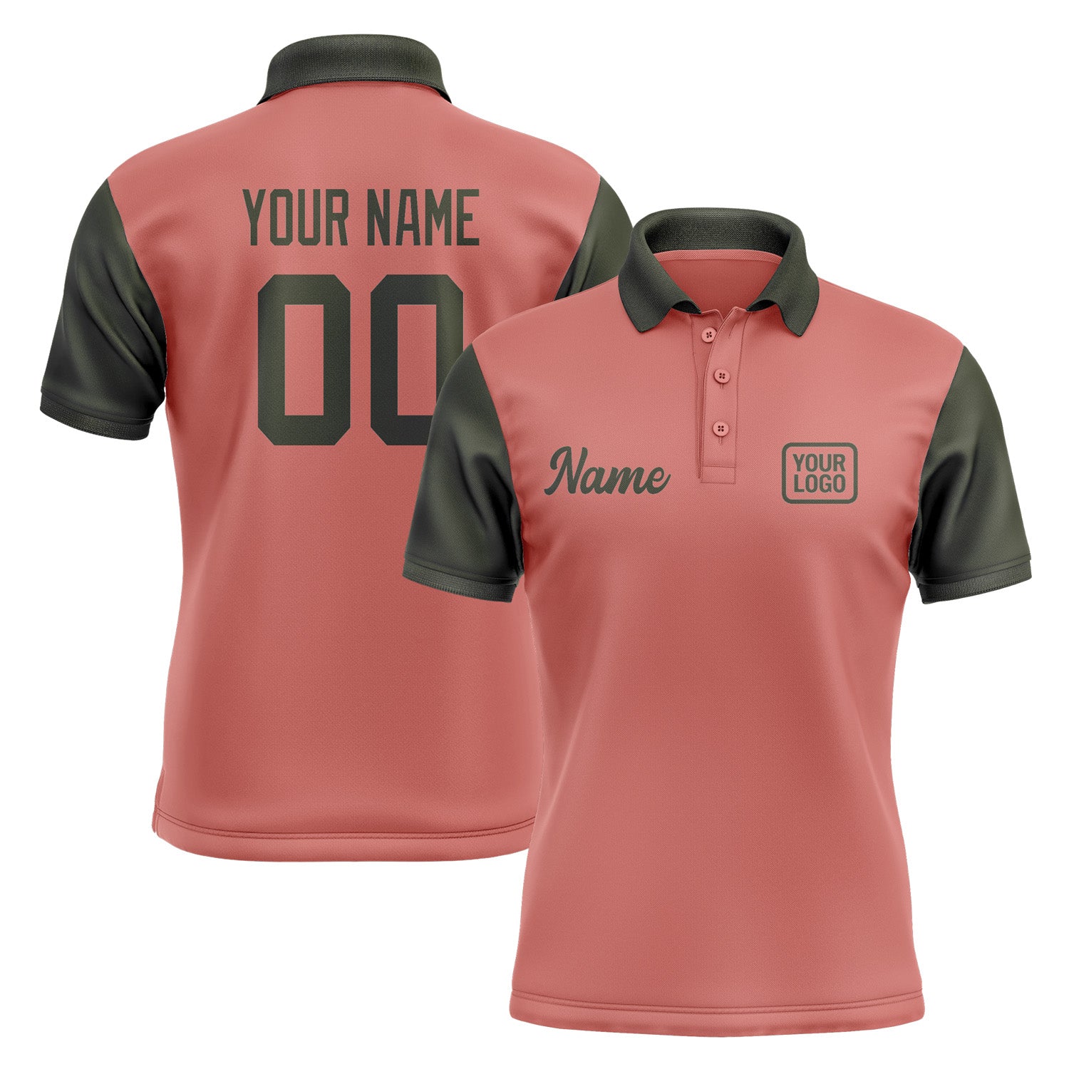 Custom Copper Rose Olive Short-Sleeve Polo Shirt PO290202B102