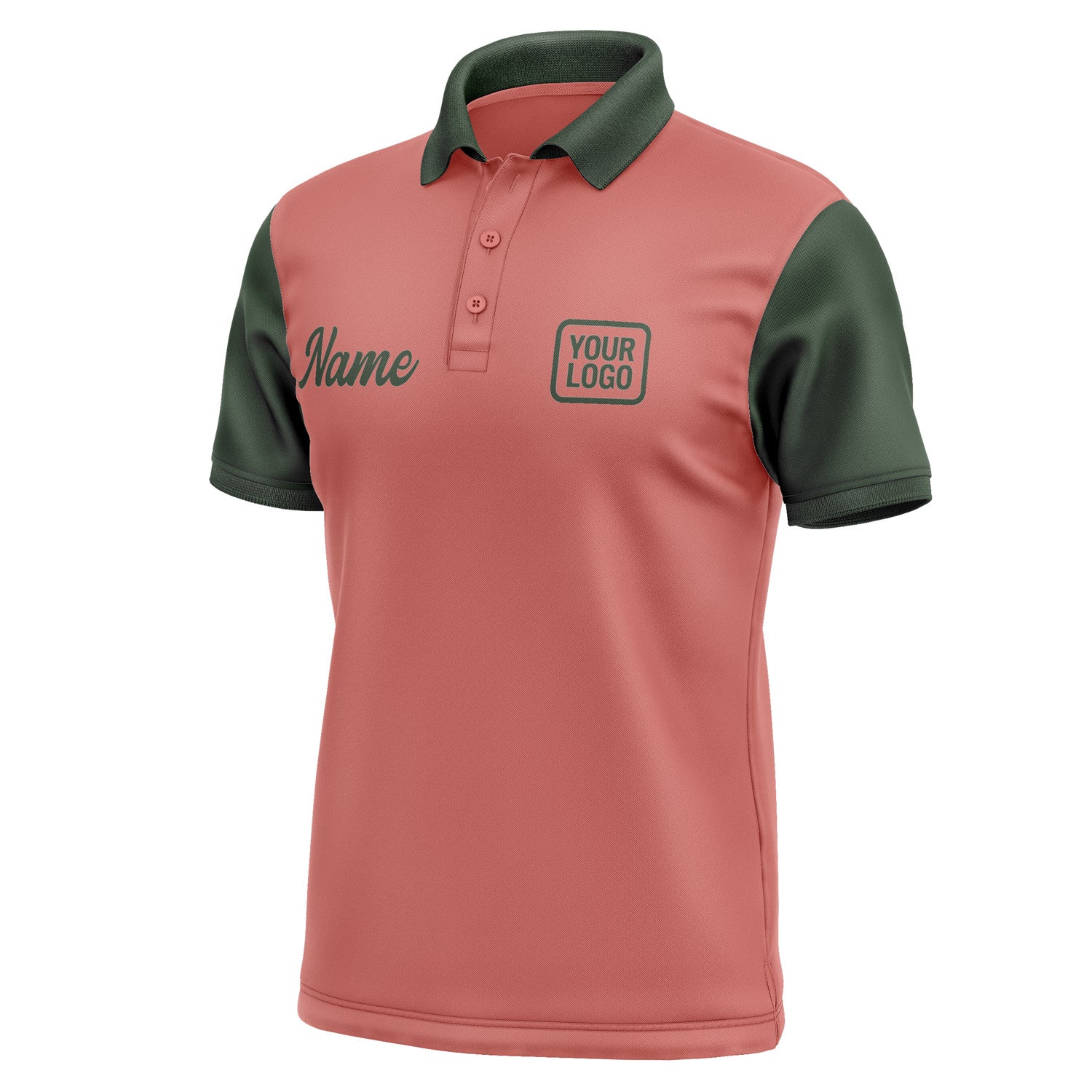 Custom Copper Rose Dark Green Short-Sleeve Polo Shirt PO290606B106