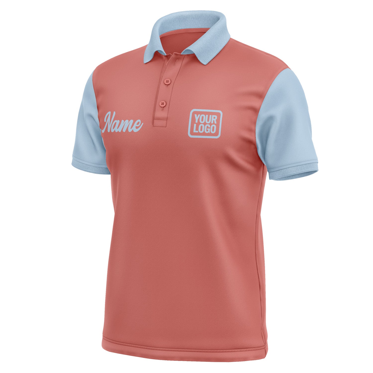 Custom Copper Rose Light Blue Short-Sleeve Polo Shirt PO290808B108