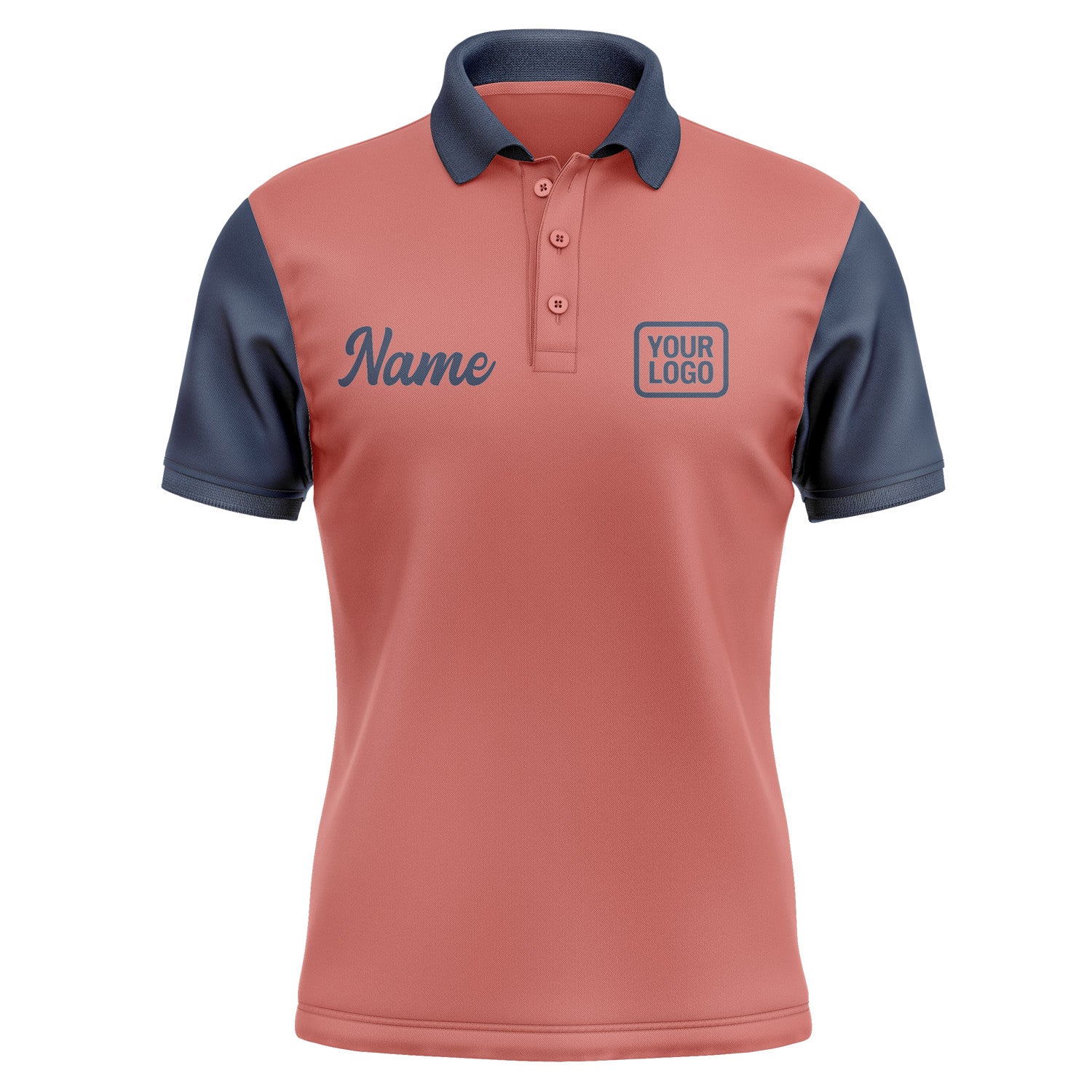 Custom Copper Rose Blue Short-Sleeve Polo Shirt PO291010B110