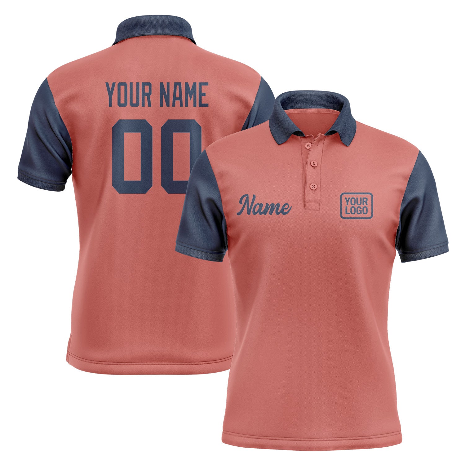Custom Copper Rose Blue Short-Sleeve Polo Shirt PO291010B110