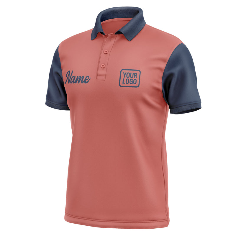 Custom Copper Rose Blue Short-Sleeve Polo Shirt PO291010B110