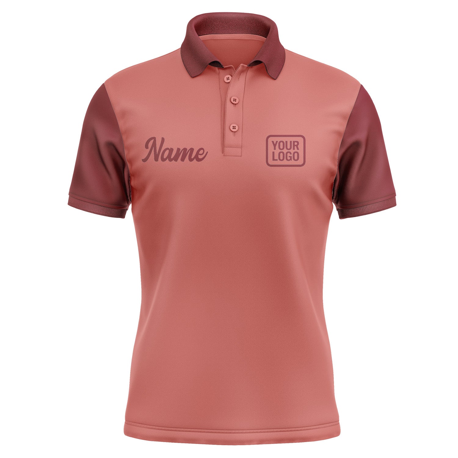 Custom Copper Rose Crimson Red Short-Sleeve Polo Shirt PO291515B115