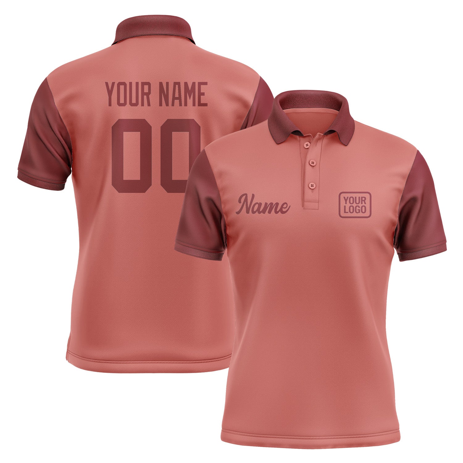 Custom Copper Rose Crimson Red Short-Sleeve Polo Shirt PO291515B115