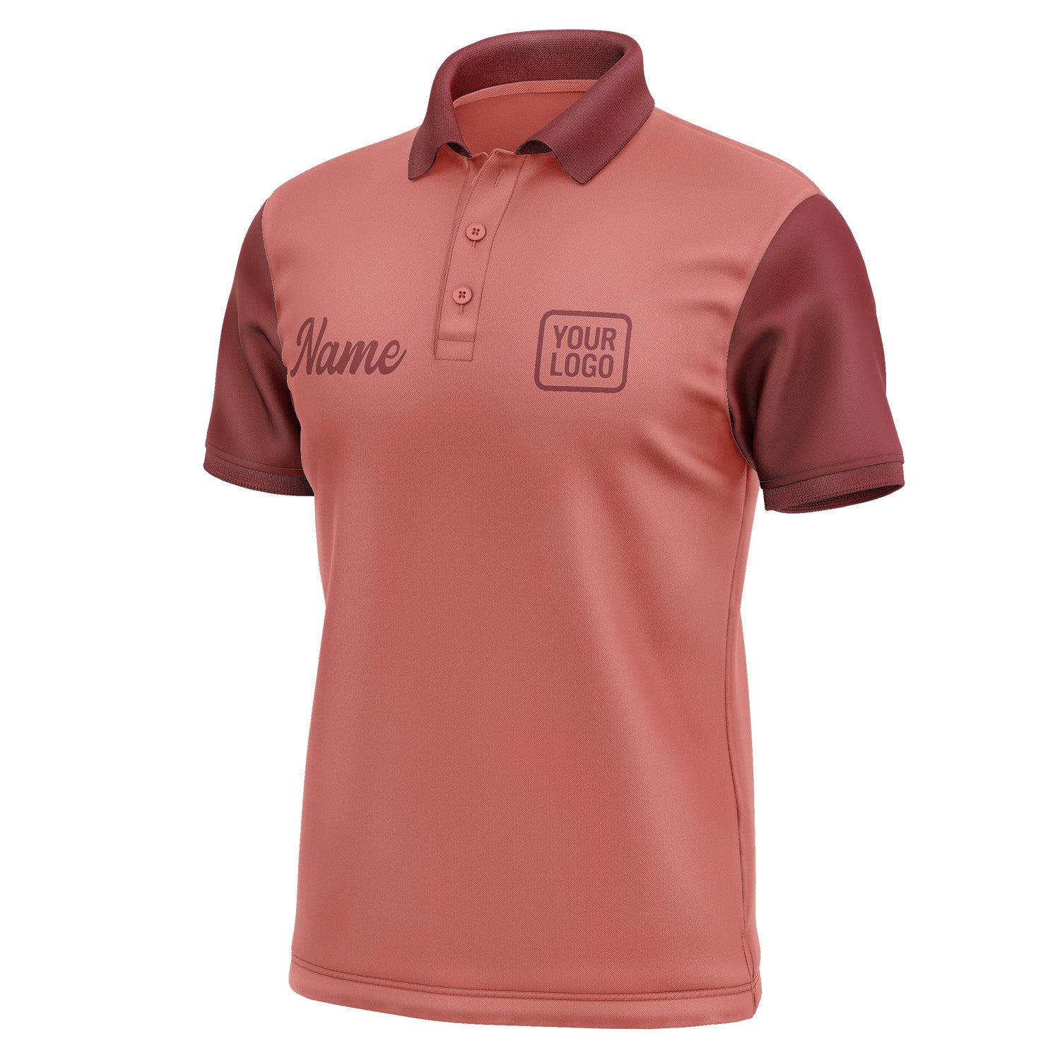 Custom Copper Rose Crimson Red Short-Sleeve Polo Shirt PO291515B115