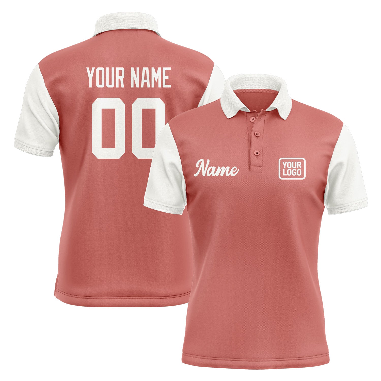 Custom Copper Rose White Short-Sleeve Polo Shirt PO291818B118